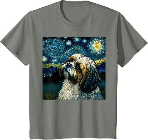 Vista 98 de Camiseta Surrealism Starry Night Shih Tzu Dog