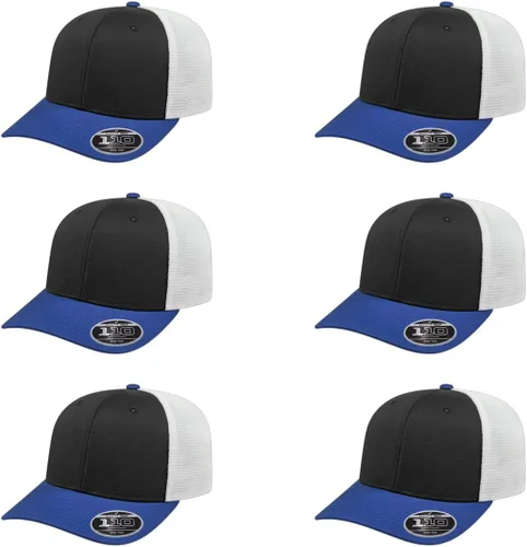Vista 115 de Cap America i8502 Flexfit 110 Premium - Gorra de camionero de perfil medio con 6 paneles de malla trasera con protección UV y cierre ajustable
