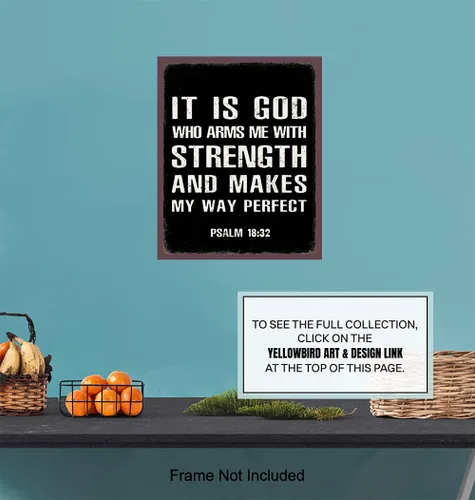 Vista 6 de Regalos religiosos para decoración de hombres – Arte de pared cristiano – Sagrada Escritura inspiradora versículos bíblicos Salmos – Regalos