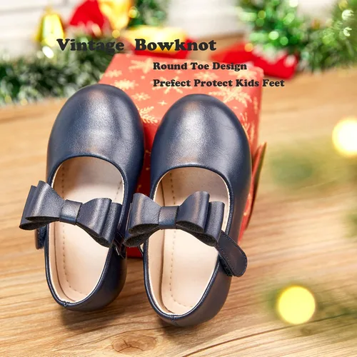 Vista 5 de Kiderence Zapatos de vestir para niñas pequeñas Mary Janes Ballet Flats