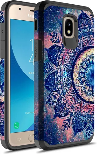 Vista 7 de Compatible con Samsung Galaxy J7, funda híbrida gráfica colorida armadura para SM-J737 (mandala colorido)