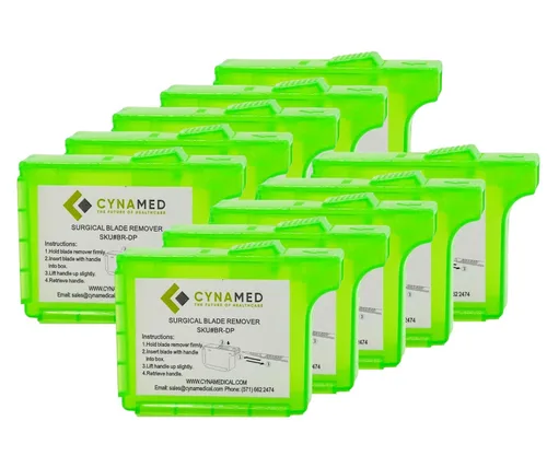 Vista 5 de Cynamed Removedor de cuchillas de bisturí, contenedor desechable de mano para objetos punzantes (1)