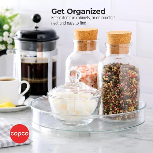 Vista 2 de Copco Lazy Susan - Organizador giratorio de plástico transparente para cocina, despensa, refrigerador, baño y encimera de 9 pulgadas