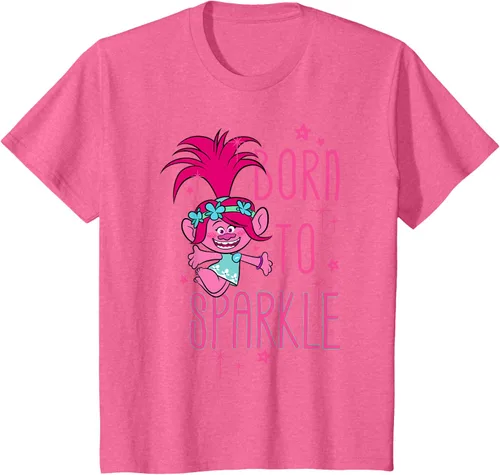 Vista 60 de DreamWorks Trolls Camiseta Born to Sparkle Negro