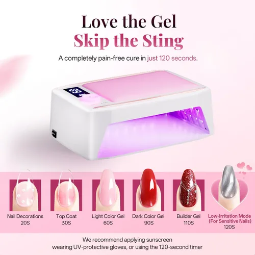 Vista 4 de krofaue Lámpara de uñas UV de curado rápido de 380 W con sensor automático, luz UV inalámbrica profesional para uñas de gel con reposabrazos