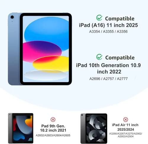 Vista 3 de Akkerds Compatible con iPad (A16) Funda de 11ª Generación de 11 Pulgadas 2025, para Funda de iPad de 10ª Generación de 10.9 Pulgadas 2022