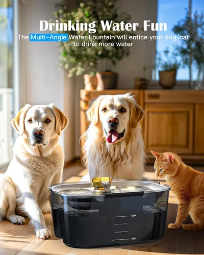 Vista 7 de Fuente de agua para perros de 2.6 galones – Fuente de acero inoxidable de 10 L para mascotas, fuente para gatos, dispensador de tazón para perros