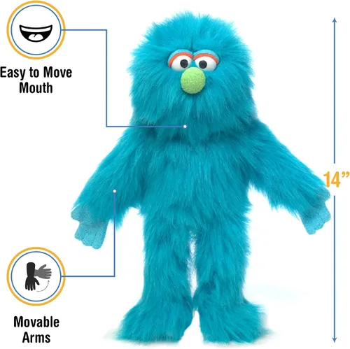 Vista 3 de Monstruo azul, marioneta de mano de 14