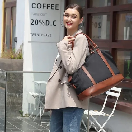 Vista 6 de CAMTOP- Bolso de viaje para mujer, de lona, para equipaje de mano, negro, (Black -1)), 6050