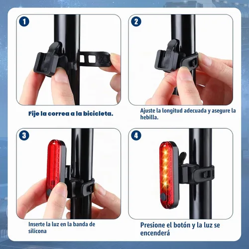 Vista 6 de Jerify Paquete de 20 luces LED recargables por USB, luces traseras de navegación, kit de luces traseras de bicicleta, impermeables, 4 opciones