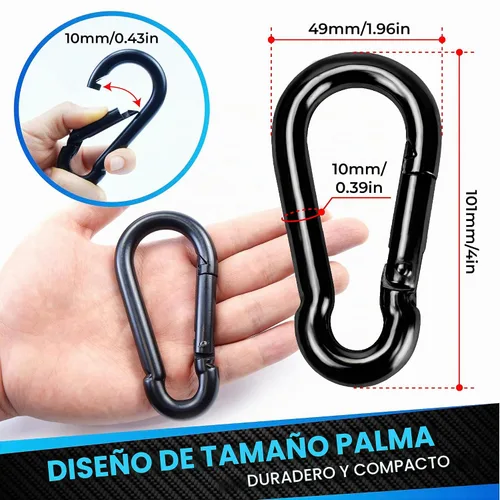 Vista 3 de PAMAZY 2 ganchos de resorte de 4 pulgadas con capacidad de 700 libras, clip de mosquetón, conector de cuerda resistente, mosquetones de enlace