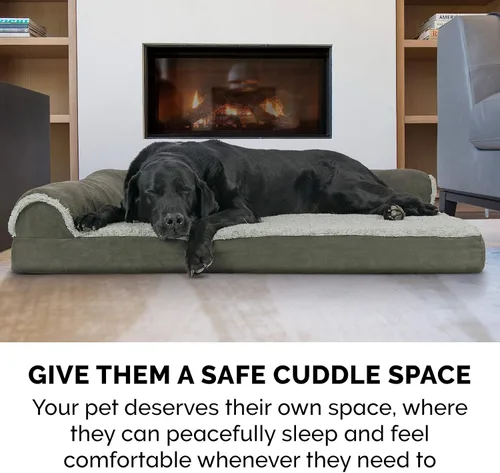 Vista 10 de Furhaven Cama para Perros de Espuma Viscoelástica para Perros Medianos/Pequeños con Refuerzos Extraíbles y Funda Lavable, Para Perros de Hasta 35
