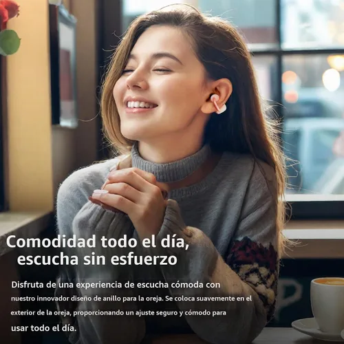 Vista 8 de TOZO OpenEarRing - Auriculares inalámbricos con clip abierto de 40 horas con Bluetooth 5.4 con diseño de pantalla digital inteligente, aptos