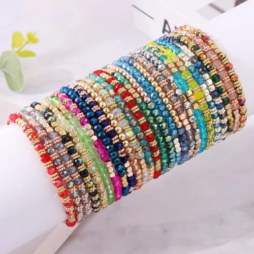 Vista 4 de JEWPARK 26 pulseras de plata dorada para mujer, pulseras anchas abiertas