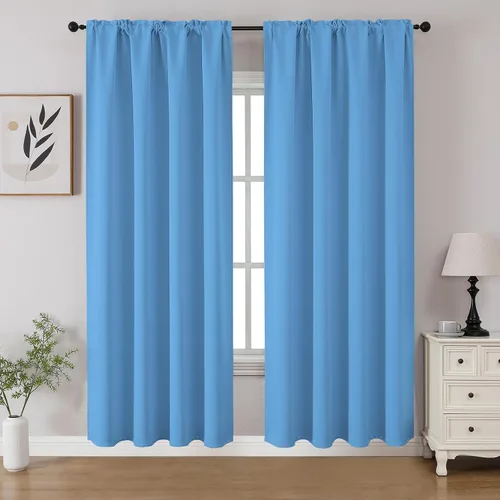 Vista 11 de CUCRAF - Cortinas opacas beige de 45 pulgadas, juego de 2 paneles con bolsillo para barra, cortinas para oscurecer dormitorios y sala de estar