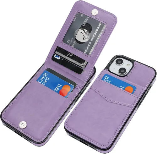 Vista 19 de KIHUWEY Funda Cartera Compatible con iPhone 13 con Soporte para Tarjetas de Crédito, Cierre Magnético de Cuero Premium con Soporte, Funda Protectora