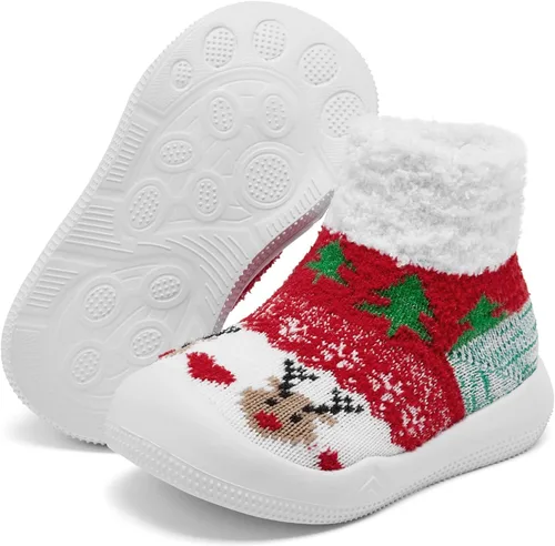 Vista 3 de Engtoy Baby Sock Shoes Baby Walking Shoes Infant Non-Slip Breathable Slippers with Soft Rubber Sole Baby Boys Girls Slip On Sneakers