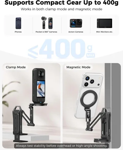Vista 7 de OMOTON TP02-Ultra Multi-Device Camera & Phone Mount with 1/4" Adapter Black