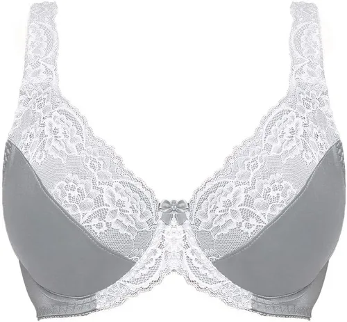 Vista 2 de Brasier de encaje de cobertura completa para mujer, con aros, sin relleno, brasier push up bralette