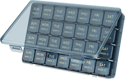 Vista 10 de Lifewit Organizador mensual de píldoras, pastillero de 28 días, 4 semanas, un mes, cajas de vitaminas, compartimentos grandes, organizador de Negro
