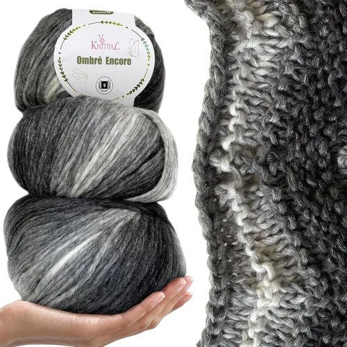 Vista 17 de Ombré-Encore - Hilo grueso degradado para crochet, 3 bolas, 507 yardas/420G (14.82 oz), patrones gratis - Hilo voluminoso multicolor peso 5