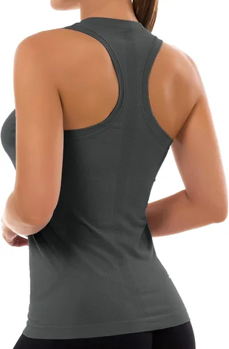 Vista 53 de MathCat Camisetas de entrenamiento para mujer, sin costuras, básicas, sin mangas, con espalda cruzada, atlética, yoga, correr, uso diario