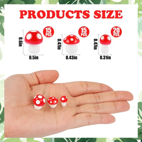 Vista 2 de 50 figuras miniatura de hongos miniatura para hadas, animales de jardín, modelo, hongos pequeños, adornos de musgo, paisaje, decoración