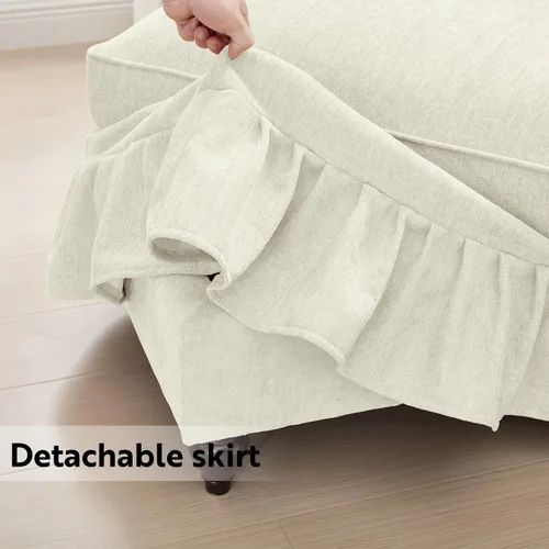 Vista 7 de SoarFlash Sofá modular modular, cómodo sofá de felpilla con falda con volantes extraíbles, reposabrazos acampanados, patas resistentes, seccional