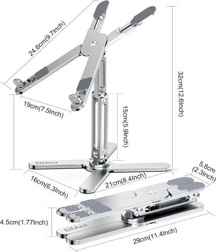 Vista 5 de Soporte para laptop Rotación de 360 grados ajustable portátil para tableta portátil de 10 "- 17