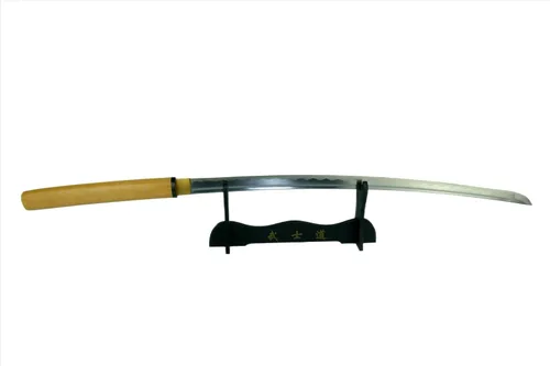 Vista 5 de Espada japonesa Samurai Shirasaya Katana filosa hecha a mano con saya de madera de alto brillo