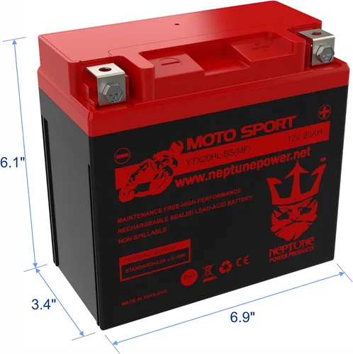 Vista 4 de Reemplazo profesional de marca para Moto Classic YTX20HL / YTX20L 12V 20Ah sin mantenimiento sellado AGM. Reemplaza: batería deportiva