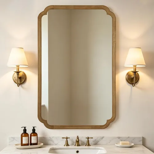 Vista 42 de Espejos de Baño de Madera para Montar en la Pared, 16" x 20" Marco de Madera Rústica Espejos de Pared Decorativos para Sala de Estar o Dormitorio