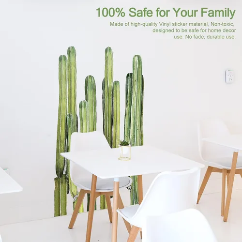 Vista 2 de Calcomanías de pared de cactus para despegar y pegar, calcomanías de pared de cactus de 11 x 35 pulgadas para dormitorio, calcomanías de pared