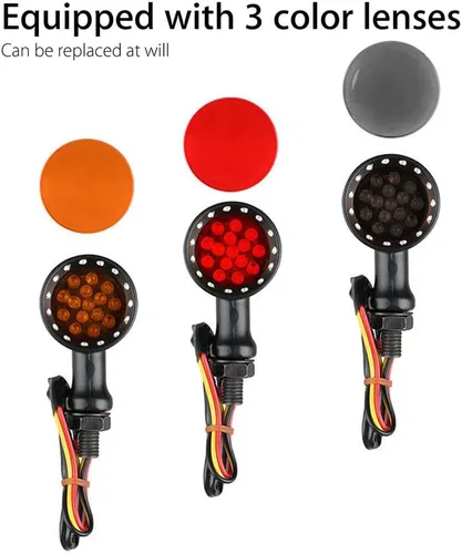 Vista 3 de Dreamizer Señales de giro de motocicleta en forma de bala con luces LED, lámpara indicadora de aleación de aluminio para Cafe Racer Bobber Shadow