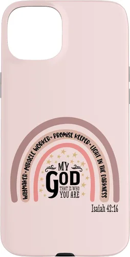 Vista 9 de Funda motivacional para iPhone 13 Pro Max Waymaker Boho Rainbow con versículo bíblico