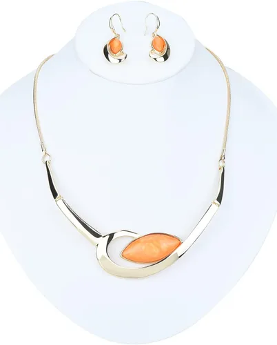 Vista 5 de Fenni Jewelry Anillos ovalados huecos, babero, collares y pendientes, conjuntos de joyas para mujeres, nupciales, cenas, fiestas, joyas de boda