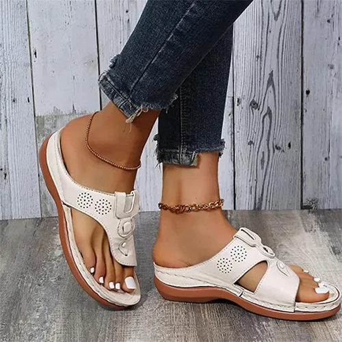 Vista 92 de Ladmiple Sandalias ortopédicas florales de moda 2023 con soporte de arco, zapatillas romanas casuales con puntera abierta