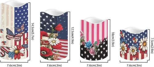 Vista 2 de Jeiento American Flag Flameless Candles 4 Pack 4th of July Home Decoration Flower American Flag LED Candles Battery Operated with Timer Remote