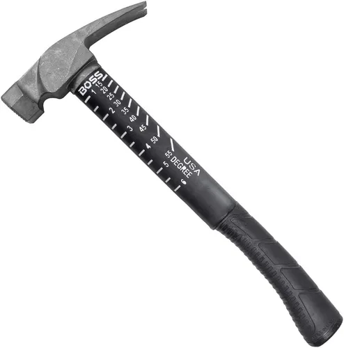Vista 12 de Boss Hammer Martillo de titanio Ti64 de grado de construcción de 10 oz. con mango de fibra de vidrio Tough-Fiber resistente que absorbe los golpes