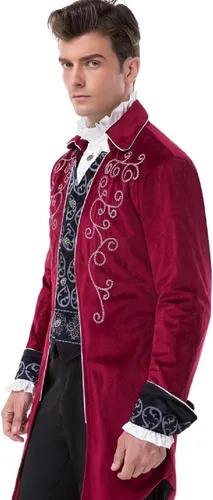 Vista 4 de Cuslinya Men's Steampunk Victorian Jacket Vintage Tailcoat Gothic Costume