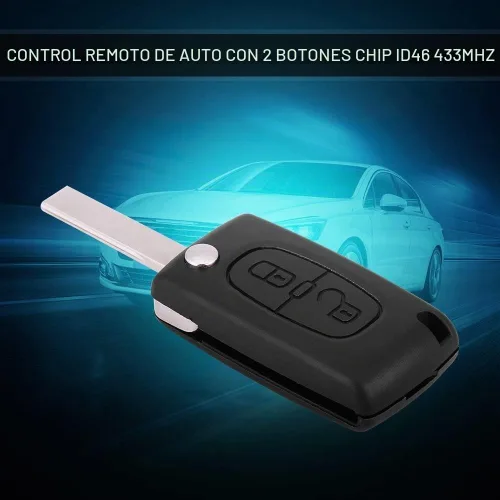 Vista 5 de Qiilu Llave de control remoto de entrada sin llave, 2 botones de encendido de coche 433MHz con hoja sin cortar para 207 307 308 407 807