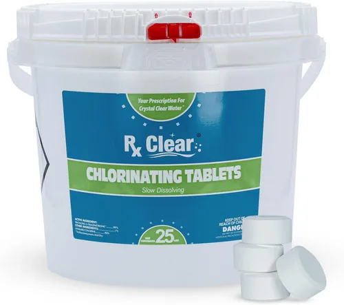 Vista 10 de Rx Clear Tabletas de cloro de 1 pulgada 5 libras Usar tabletas como bactericida, algicida y desinfectante en piscinas Estabilizadas, de larga