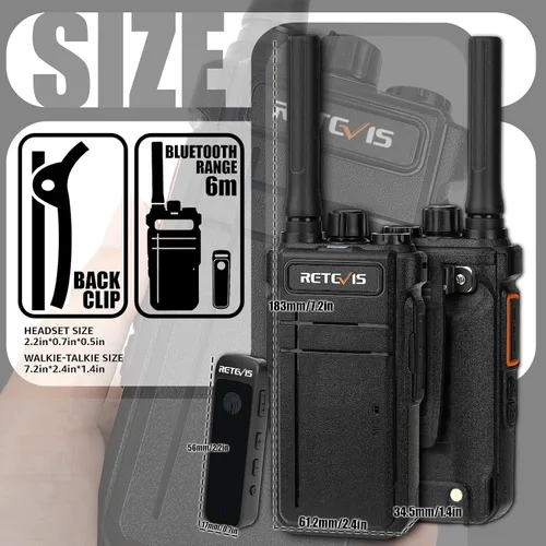 Vista 8 de Retevis RB37 Radios comerciales bidireccionales Bluetooth con auriculares