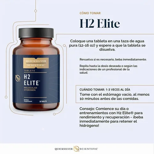 Vista 6 de Quicksilver Scientific H2 Elite - Hidrógeno molecular para apoyo energético + metabolismo, tabletas de agua perfectas para contenedores abiertos