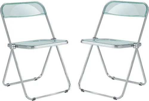 Vista 16 de LeisureMod Lawrence - Silla plegable de acrílico transparente moderna con marco de metal, asiento transparente que ahorra espacio para comedor