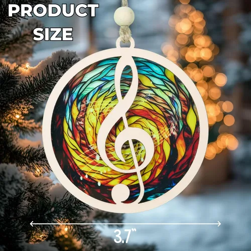 Vista 2 de Adorno para amantes de la música, recuerdo acrílico para árbol de Navidad de madera para profesores, fanáticos del piano, regalos para profesores