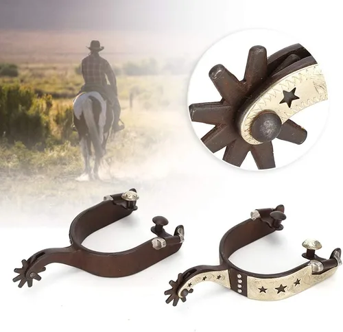 Vista 7 de Jeanoko Espuelas de vaquero para hombres/mujeres, equitación a caballo, botas de espuelas de acero de bajo carbono, escultura de mano, elegante