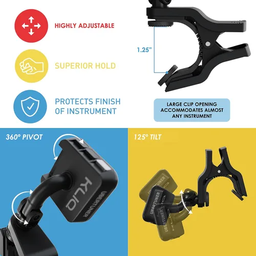 Vista 5 de KLIQ UberTuner - Afinador de guitarra con clip, color negro (paquete de 2)