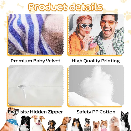 Vista 5 de Easycosy Almohada de fotos personalizada, almohada personalizada con forma de cara, almohada personalizada de animales de peluche para mascotas