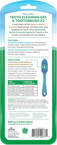 Vista 2 de TropiClean Fresh Breath Kit de cuidado bucal - Cepillo de dientes de cerdas suaves - Kit de cepillado de dientes de perro - Pasta de dientes